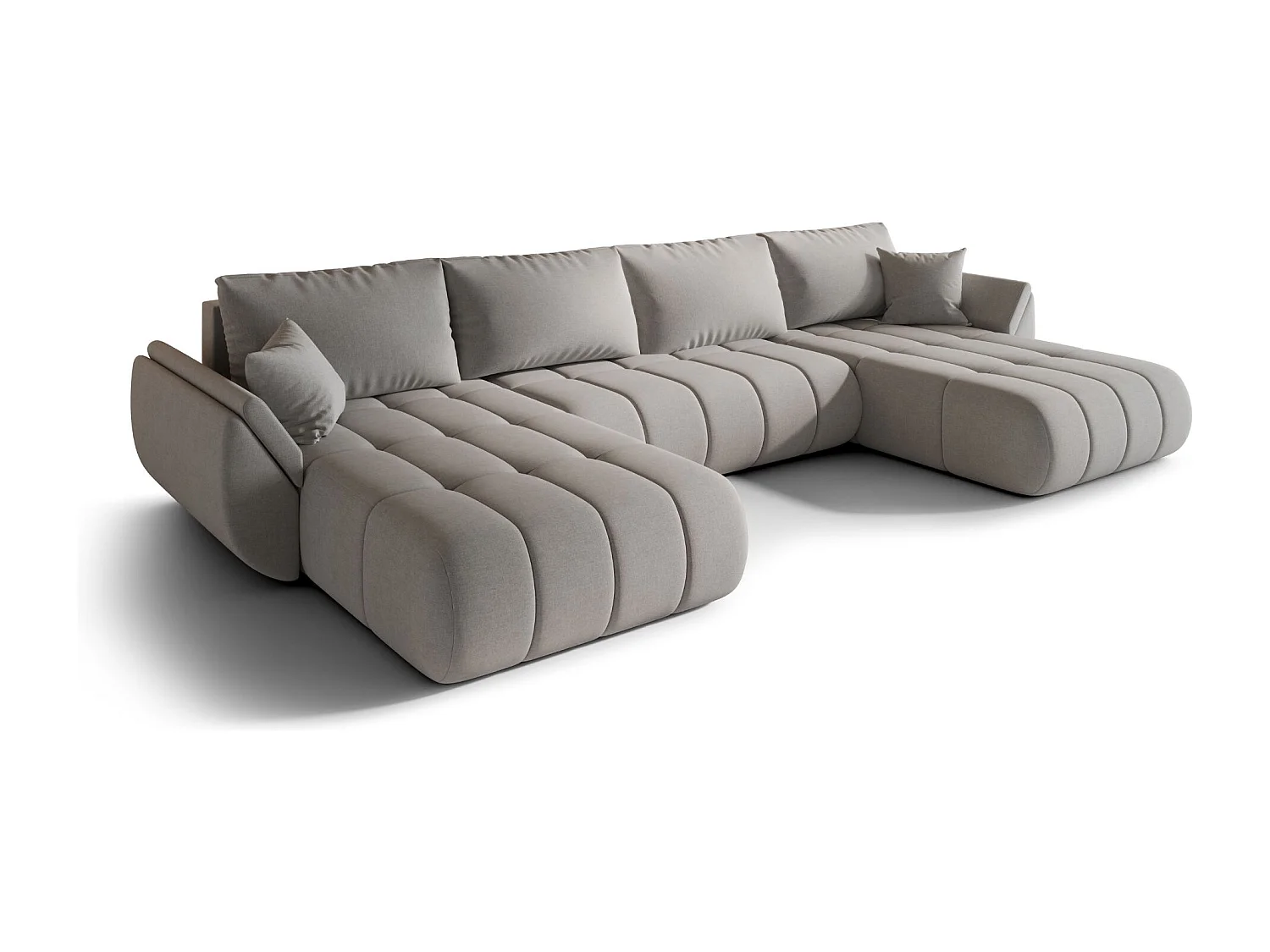 Ecksofa mit schlaffunktion und bettkasten TOKYO U PREMIUM, stoff WIND, Sandgrau