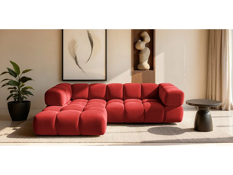 Ecksofa L-Form Averro, stoff Bluvel, Rotwein, Links