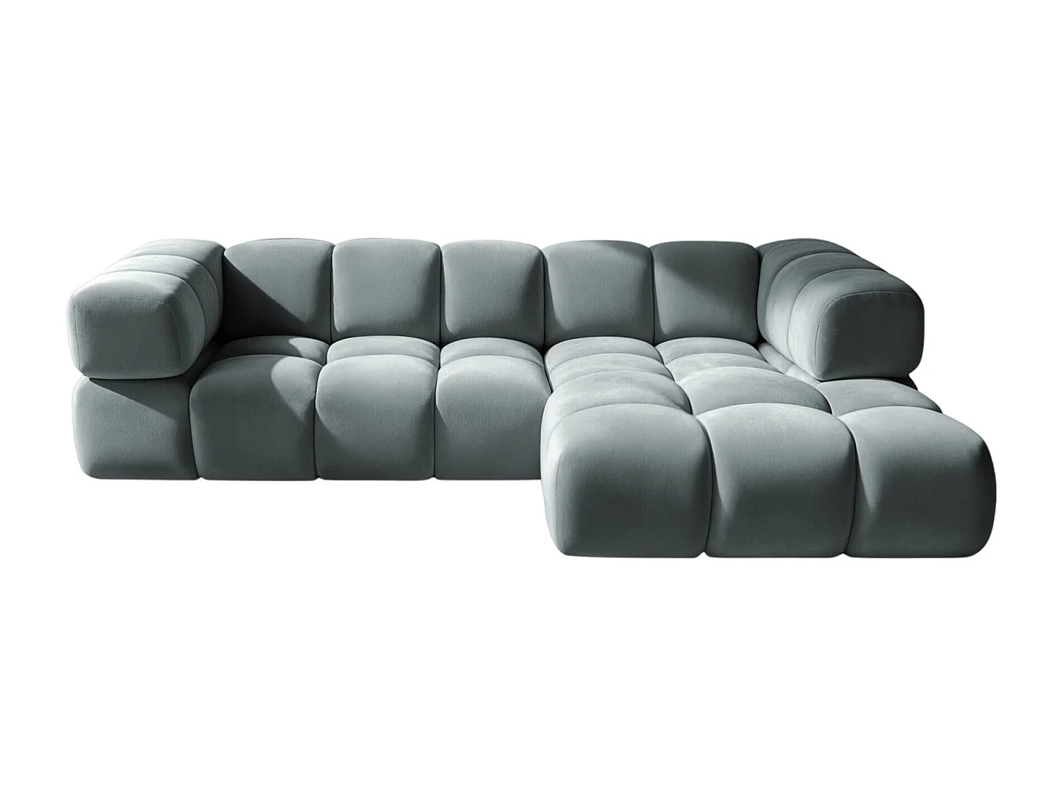 Divano angolare a L Averro, tessuto Bluvel, blu-grigio, a destra