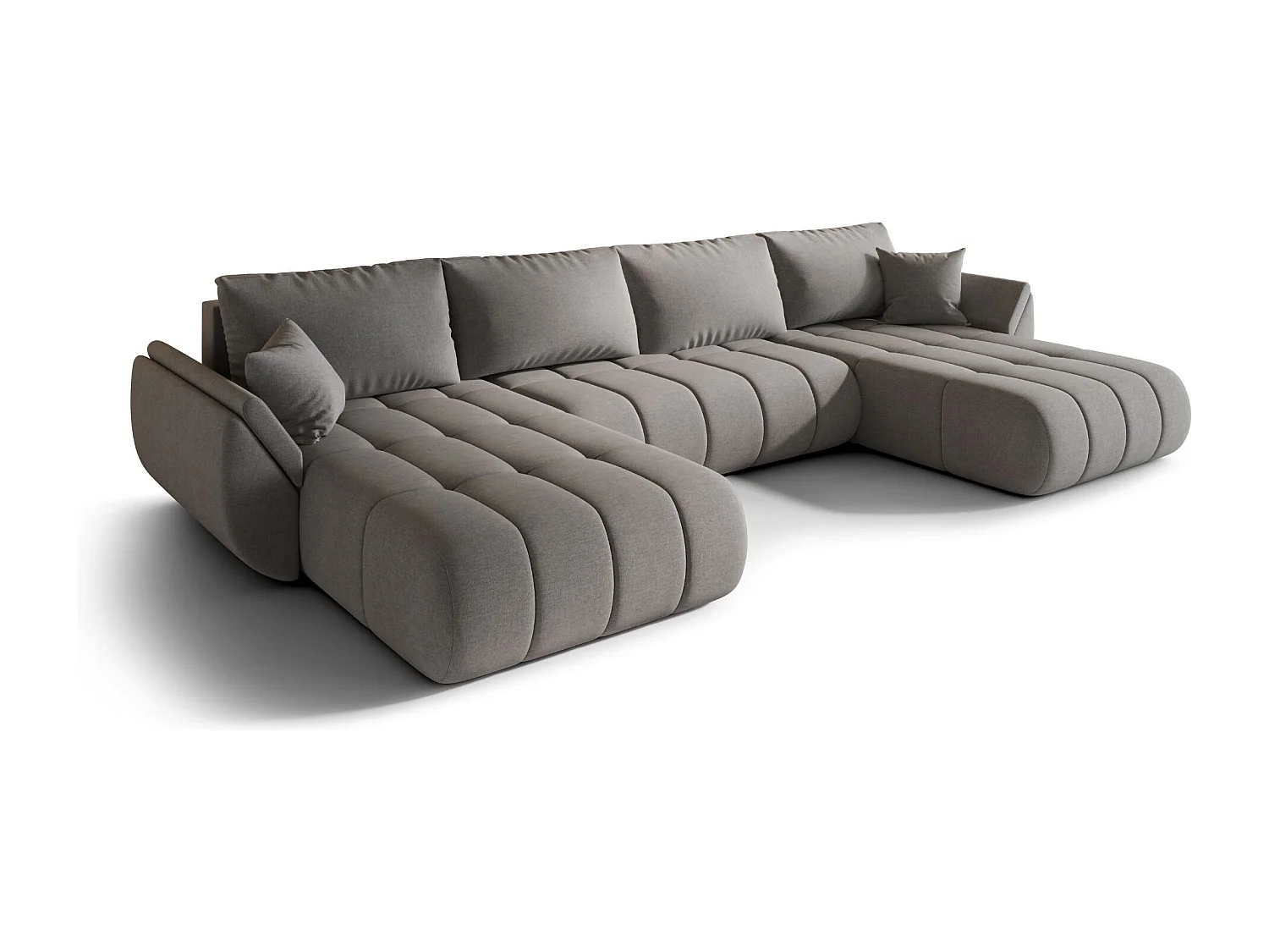 Canapé d'angle convertible avec compartiment de rangement TOKYO U PREMIUM, tissu WIND, gris-brun