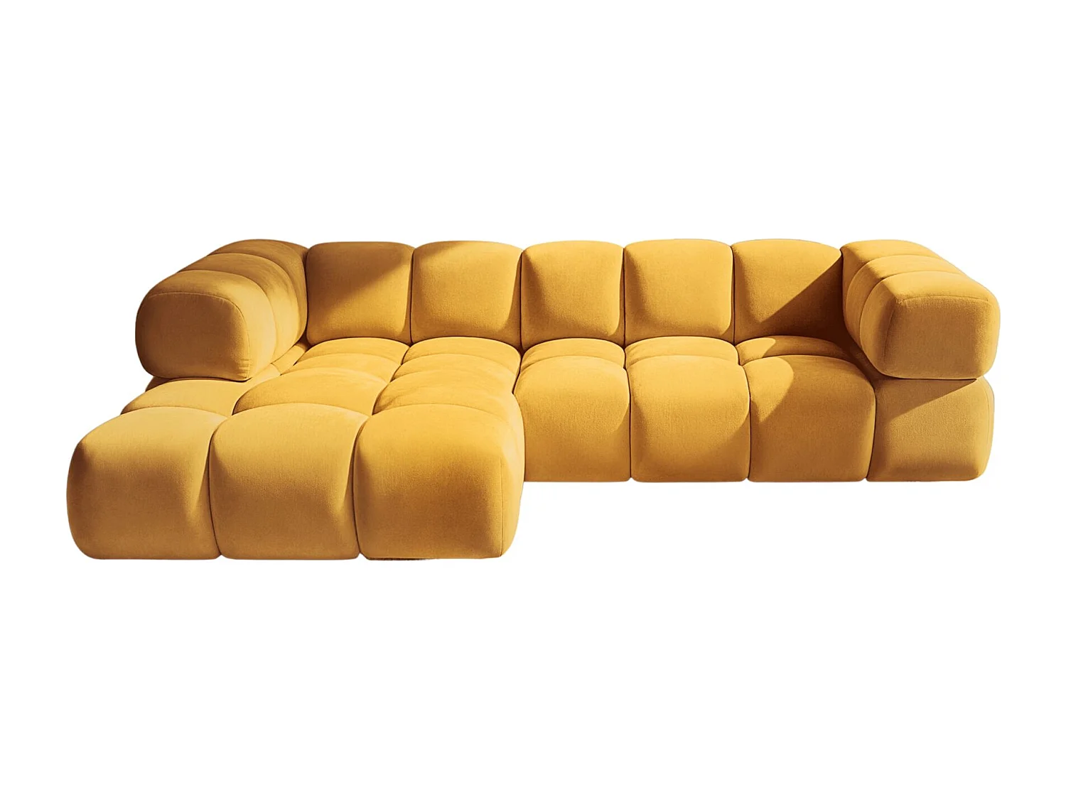 Divano angolare a L Averro, tessuto Bluvel, Golden, Left