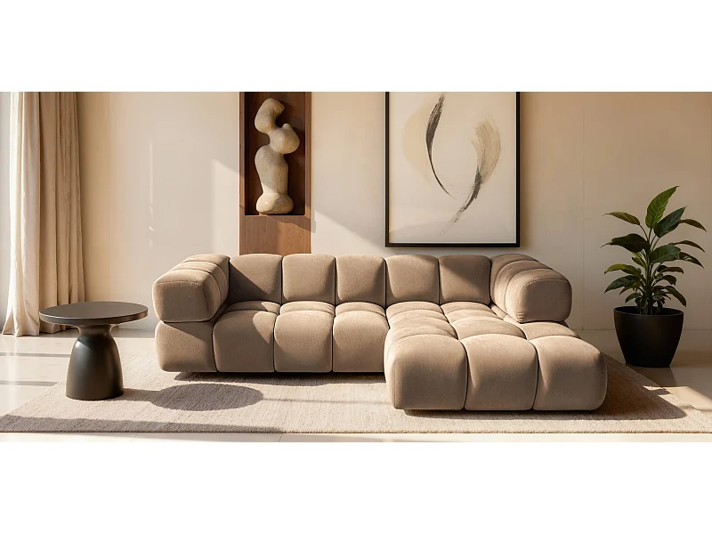 Ecksofa L-Form Averro, stoff Bluvel, Latte, Rechts