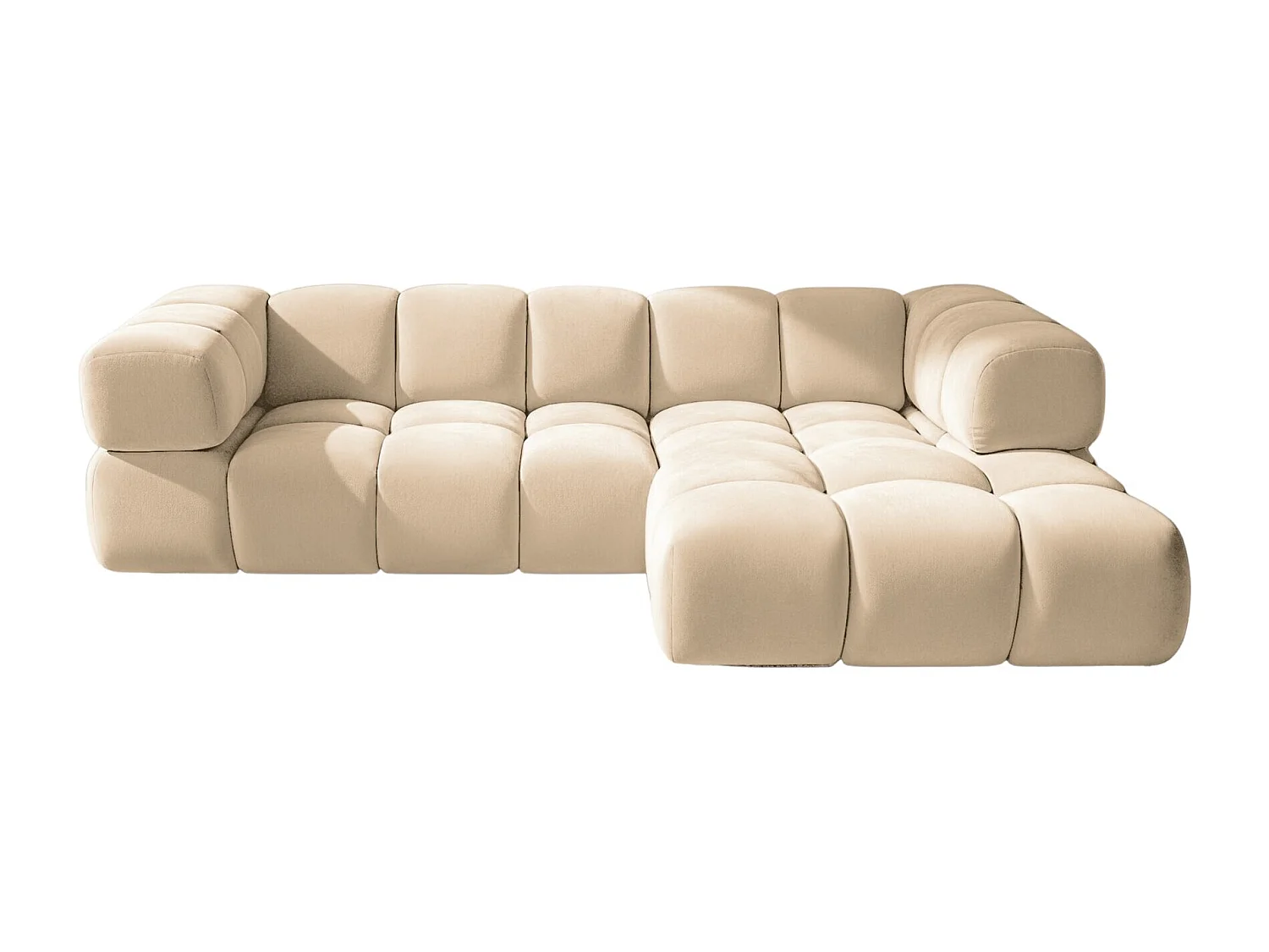 Divano angolare a L Averro, tessuto Bluvel, crema, lato destro