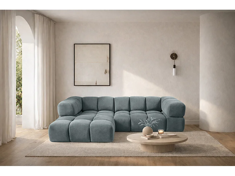 Ecksofa L-Form Averro, stoff Bluvel, Blaugrau, Links