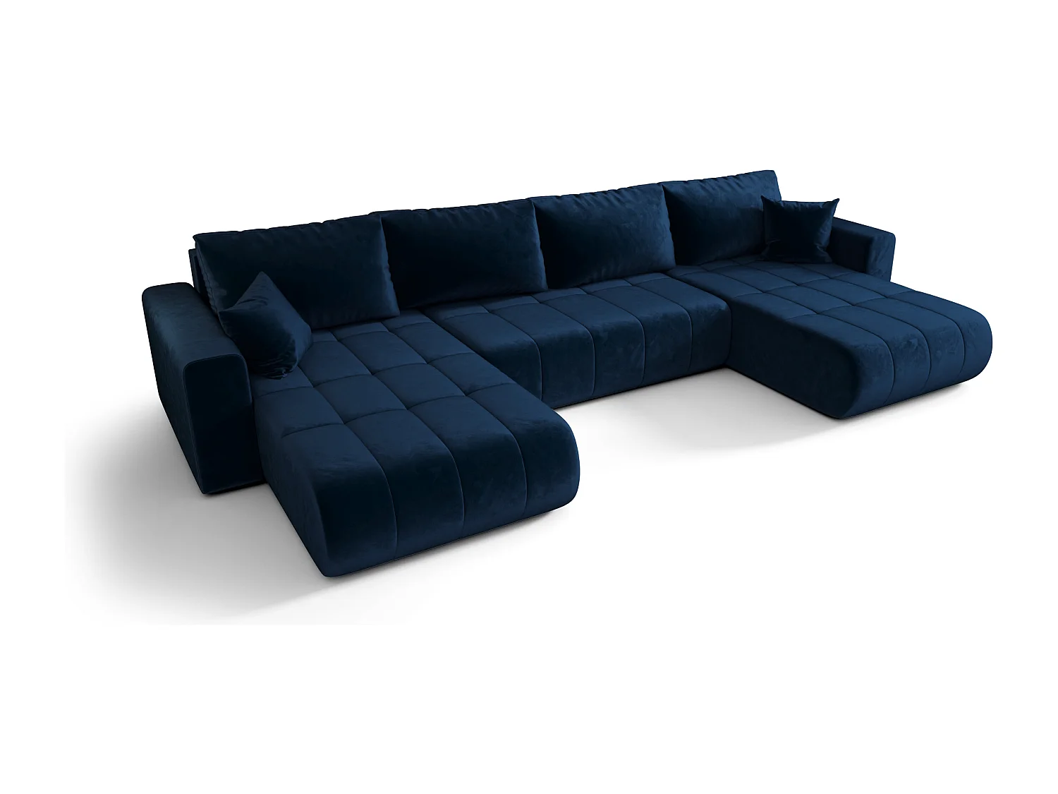 Canapé d'angle convertible avec coffre de rangement MILO U, tissu MONOLITH, bleu foncé