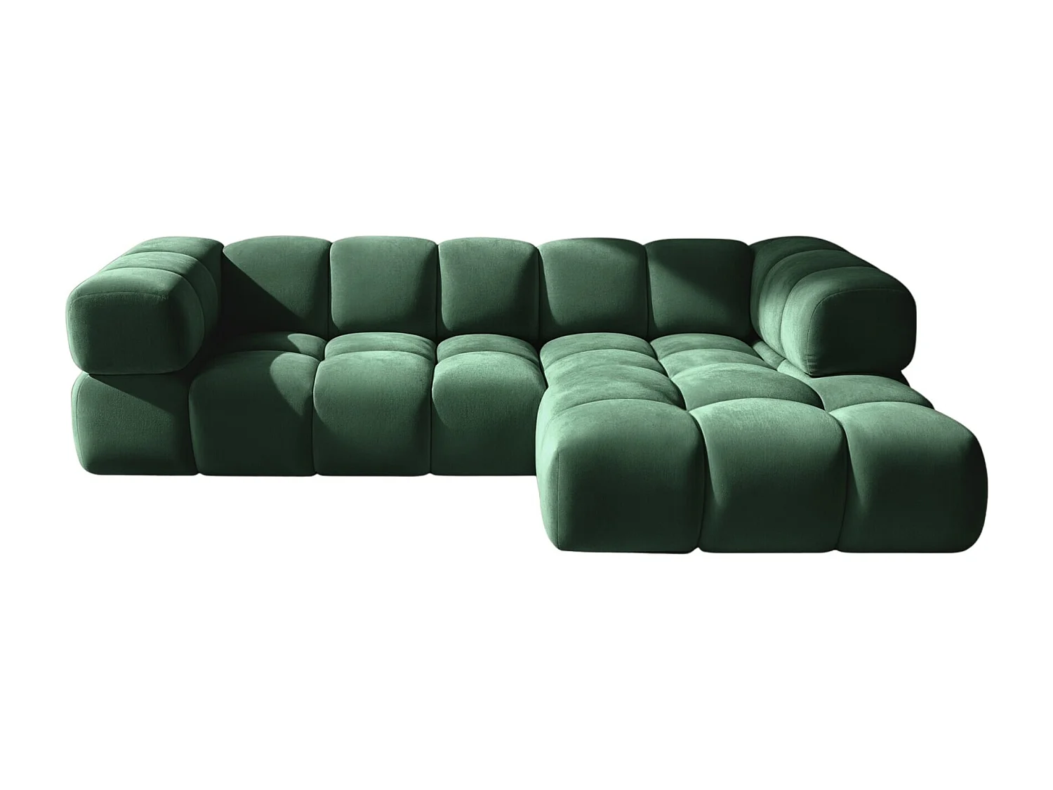 Divano angolare a L Averro, tessuto Bluvel, verde, lato destro