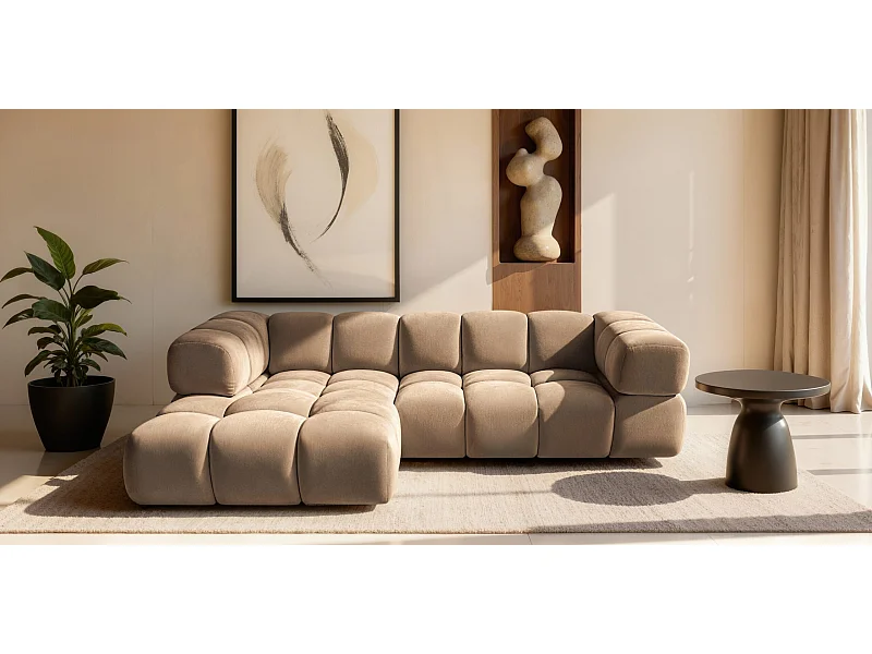 Ecksofa L-Form Averro, stoff Bluvel, Latte, Links