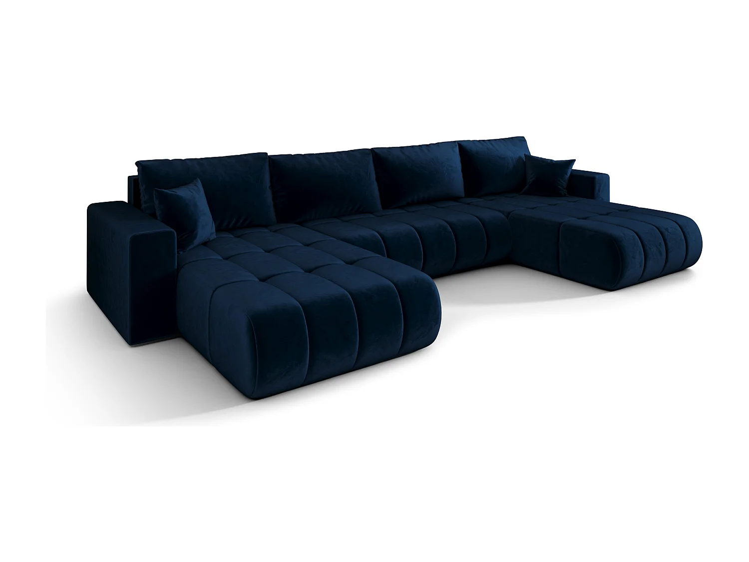 Canapé d'angle convertible avec compartiment de rangement MILO U PREMIUM, tissu MONOLITH, bleu foncé