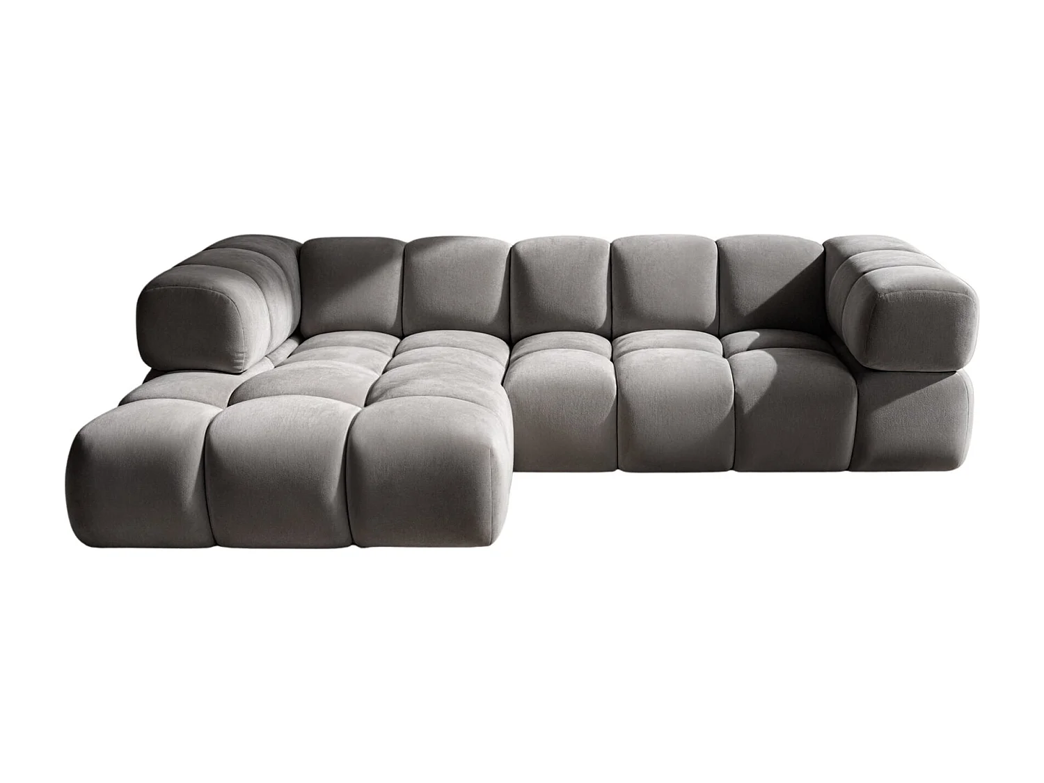 Canapé d'angle en L Averro, tissu Bluvel, gris cendré, à gauche