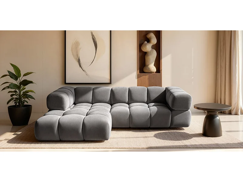 L-vormige hoekbank Averro, stof Bluvel, asgrijs, links