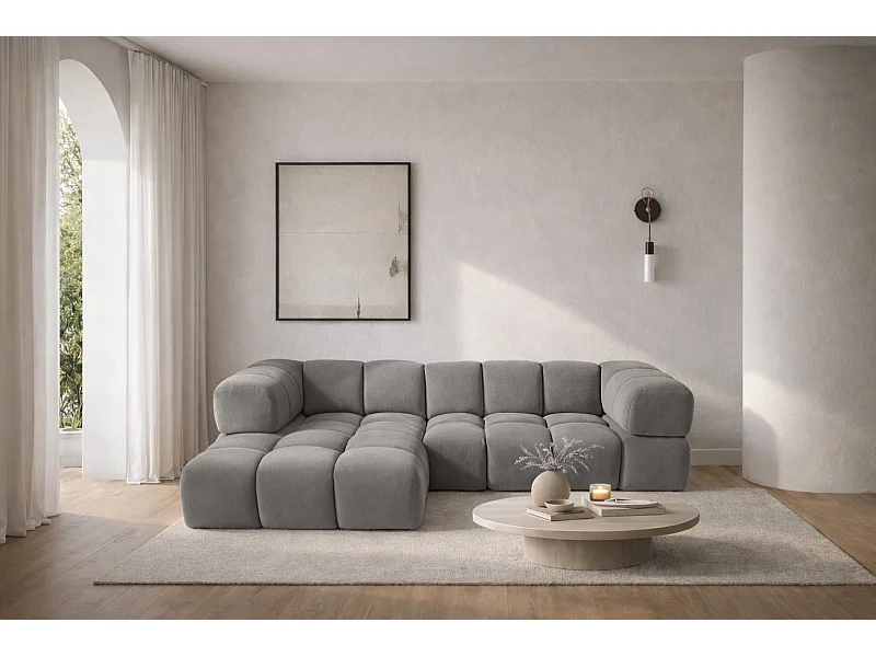 L-vormige hoekbank Averro, stof Bluvel, asgrijs, links