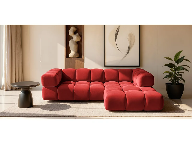 Divano angolare a L Averro, tessuto Bluvel, rosso vino, a destra