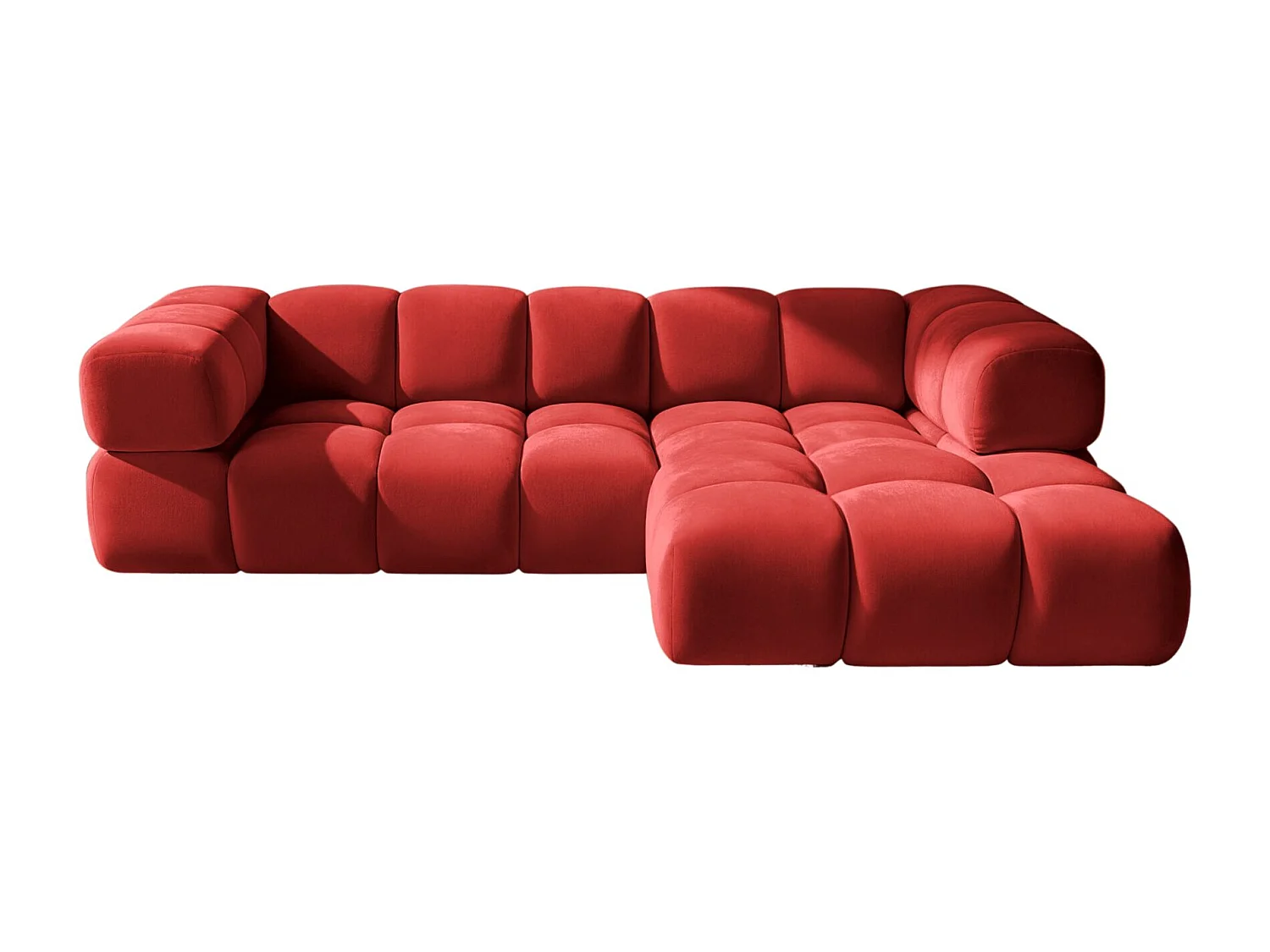 Canapé d'angle en L Averro, tissu Bluvel, bordeaux, à droite