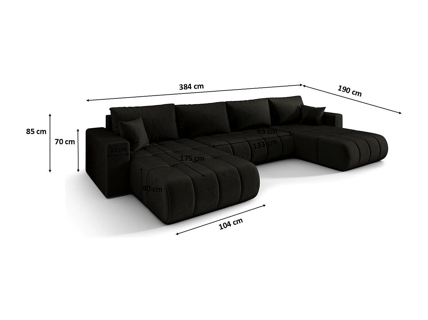 Canapé d'angle convertible avec compartiment de rangement MILO U PREMIUM, tissu MONOLITH, gris foncé