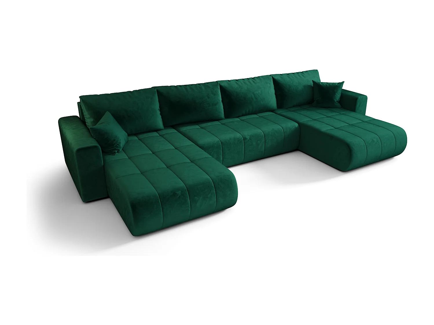 Canapé d'angle convertible avec coffre de rangement MILO U, tissu MONOLITH, vert