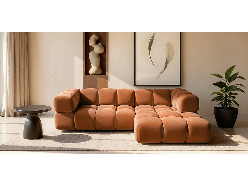 Ecksofa L-Form Averro, stoff Bluvel, Zimtfarbe, Rechts