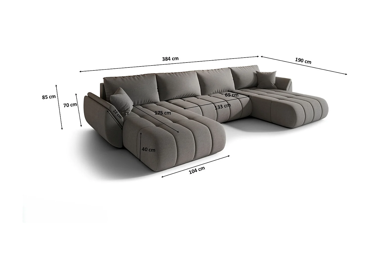 Canapé d'angle convertible avec compartiment de rangement TOKYO U PREMIUM, tissu WIND, acier