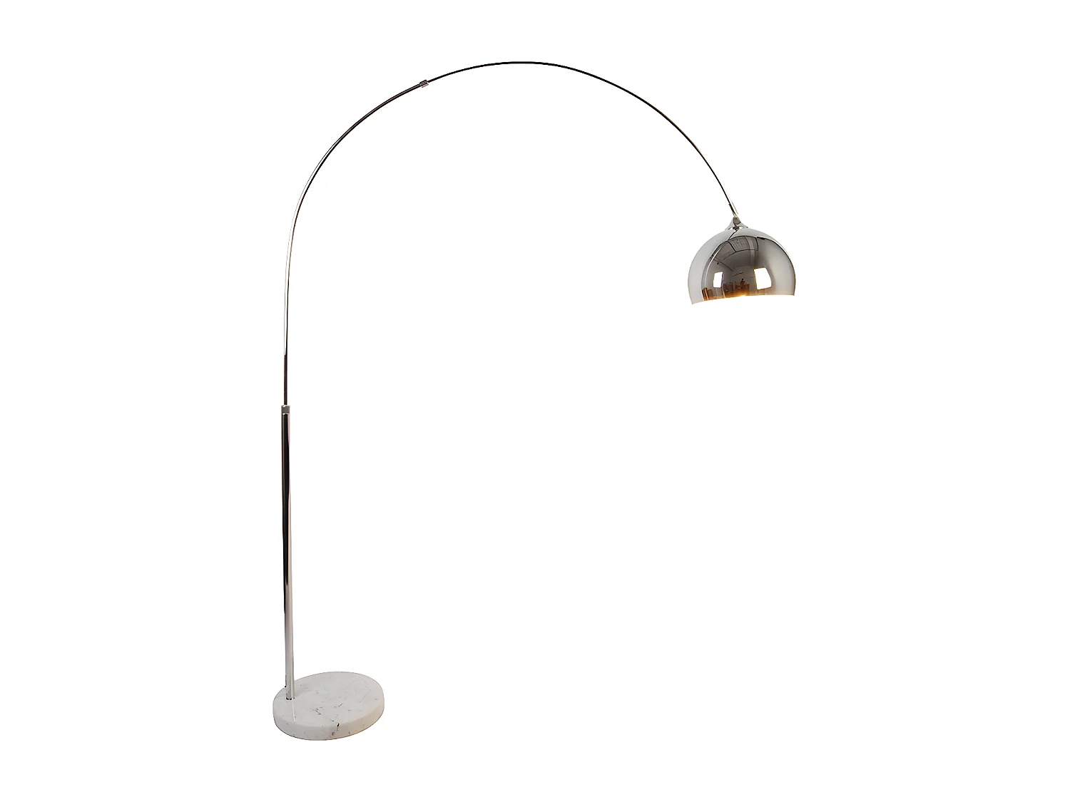 Grand lampadaire arc - Métal et marbre - H. 180 cm - Argenté - OMBRAGE