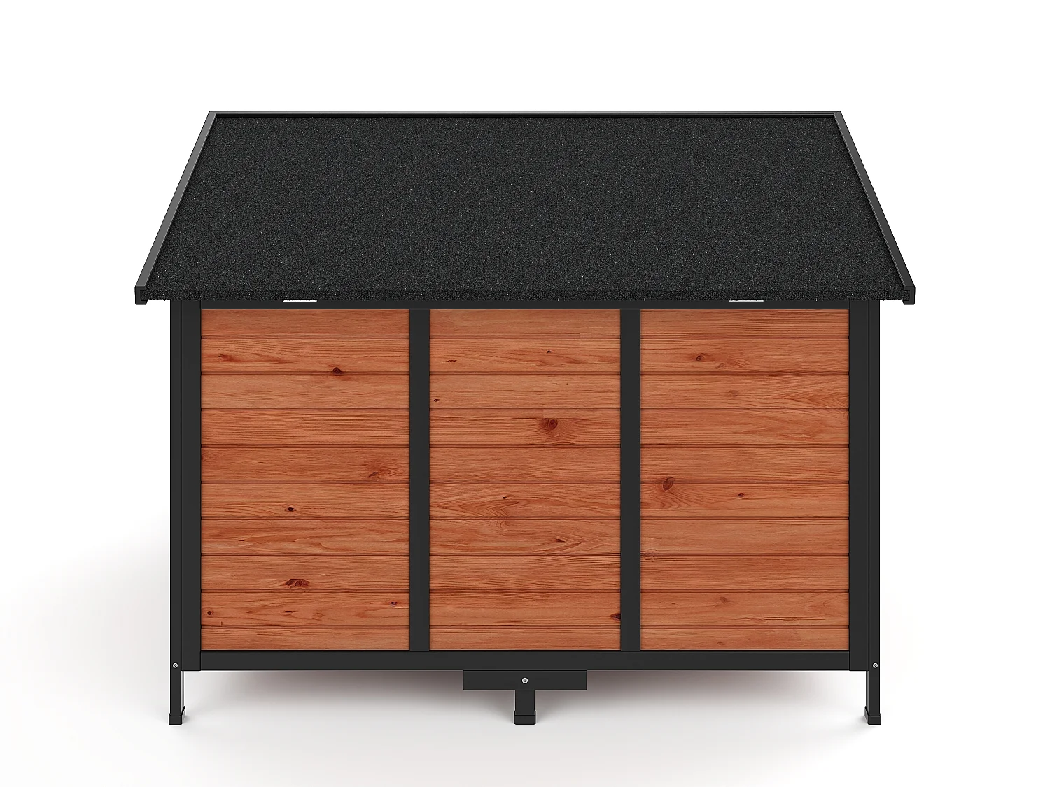 Niche pour chien avec terrasse et support gamelles - L. 136 x P. 138,1 x H.95,2 cm - Taille L/XL - Naturel et noir - MORIKA