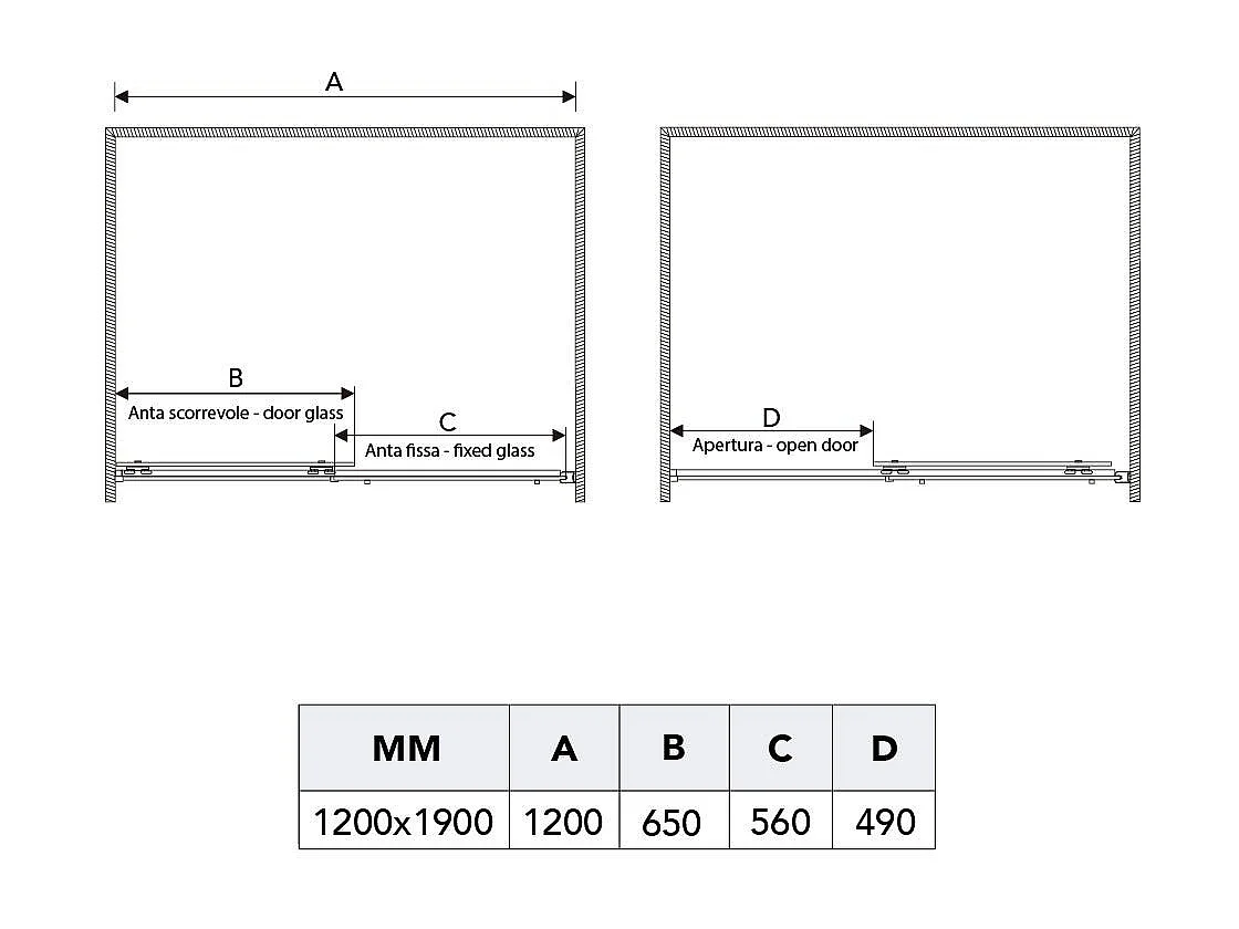 Porte De Douche En Niche De 120 Cm Paroi Fixe À Droite En Verre | Dream