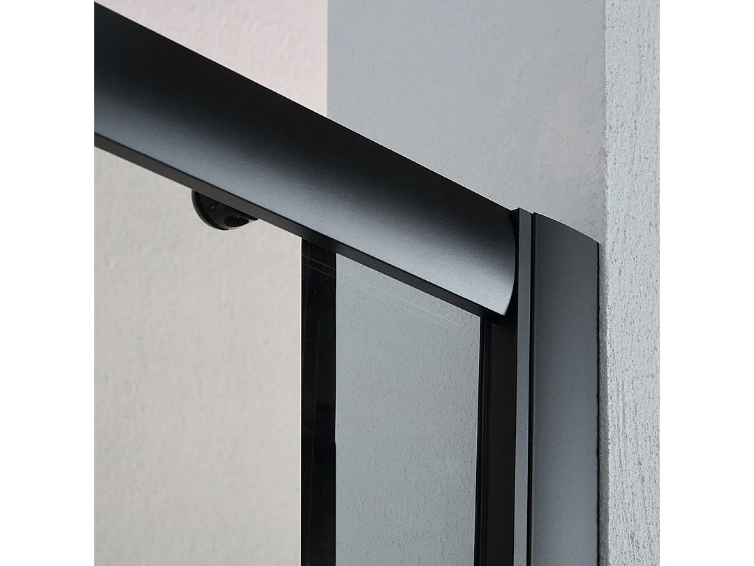 Porte De Douche Noir Mat Coulissante Niche 140 Cm | City