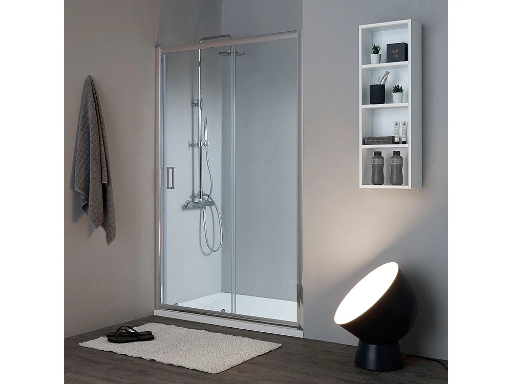 Porte De Douche Pour Niche 140 Cm En Verre 6 Mm Trempé Transparent | New Giada