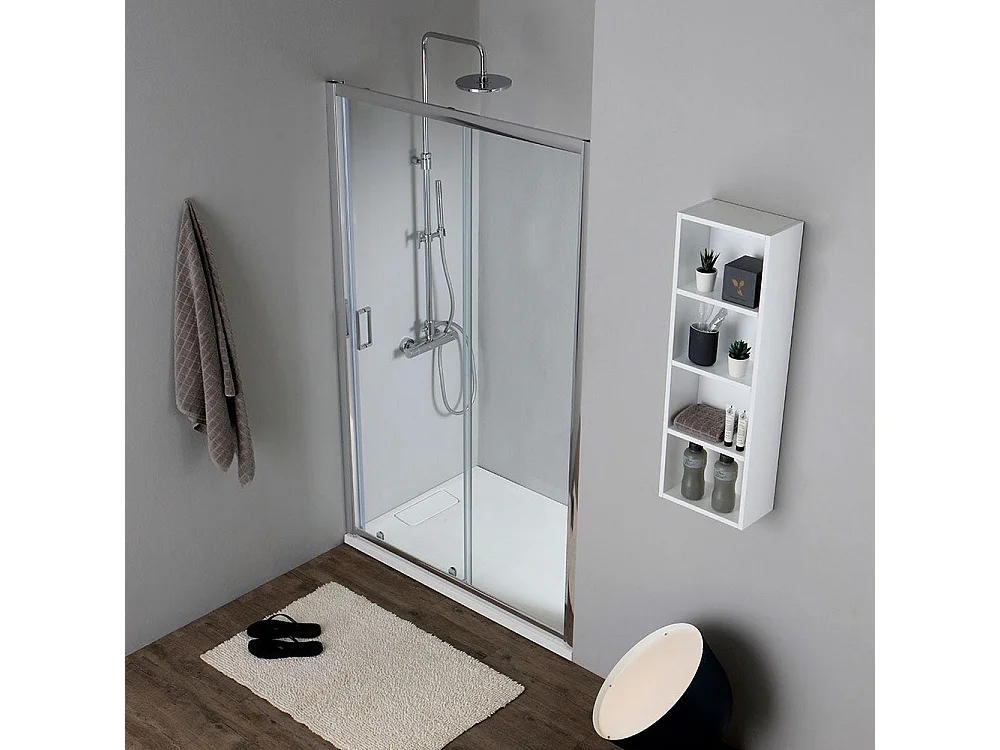 Porte De Douche Pour Niche 140 Cm En Verre 6 Mm Trempé Transparent | New Giada