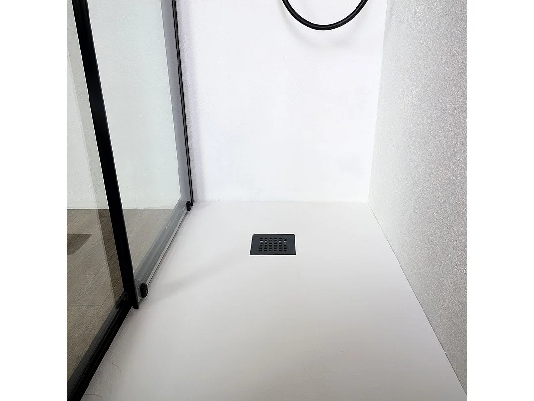 Porte De Douche En Niche Coulissante Noir Mat 110 Cm | City