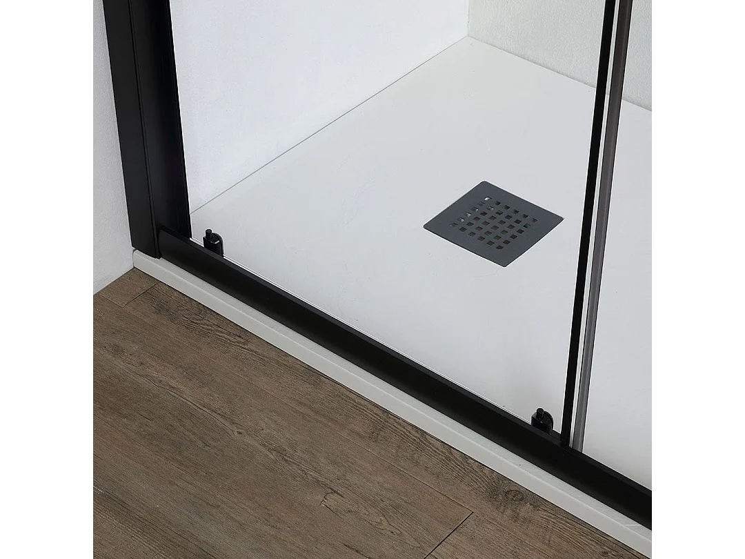 Porte De Douche En Niche Coulissante Noir Mat 110 Cm | City