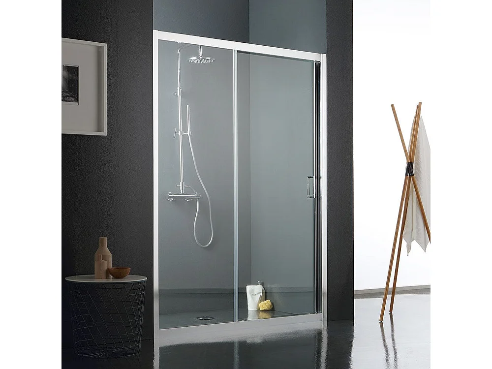 Porte De Douche En Niche De 110 Cm Verre Transparent