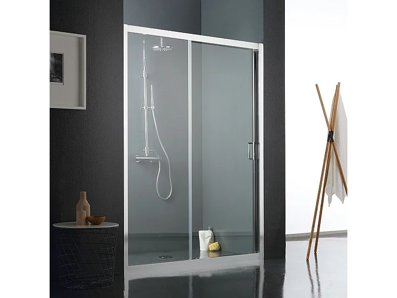 Porte De Douche En Niche De 110 Cm Verre Transparent