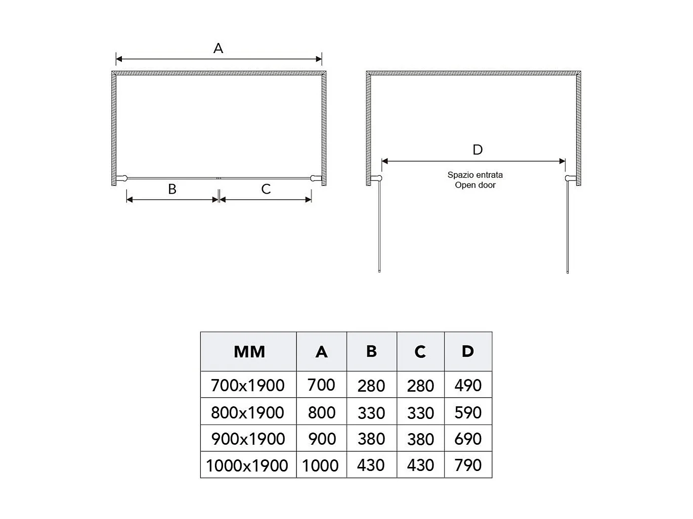 Porte De Douche Ouverture A Saloon Pour Niche De 80 Cm 