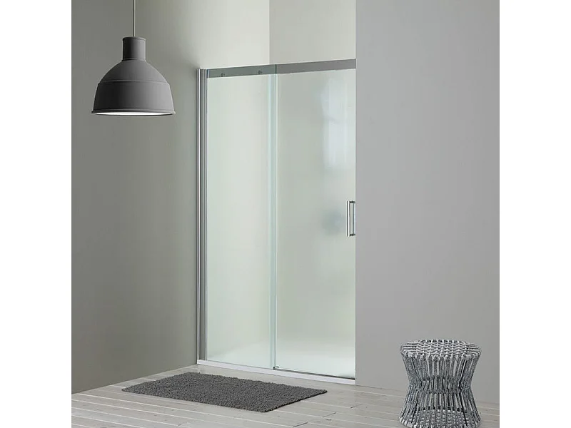 Porte De Douche En Niche De 120 Cm Avec Paroi Fixe À Gauche Verre Satiné | Dream