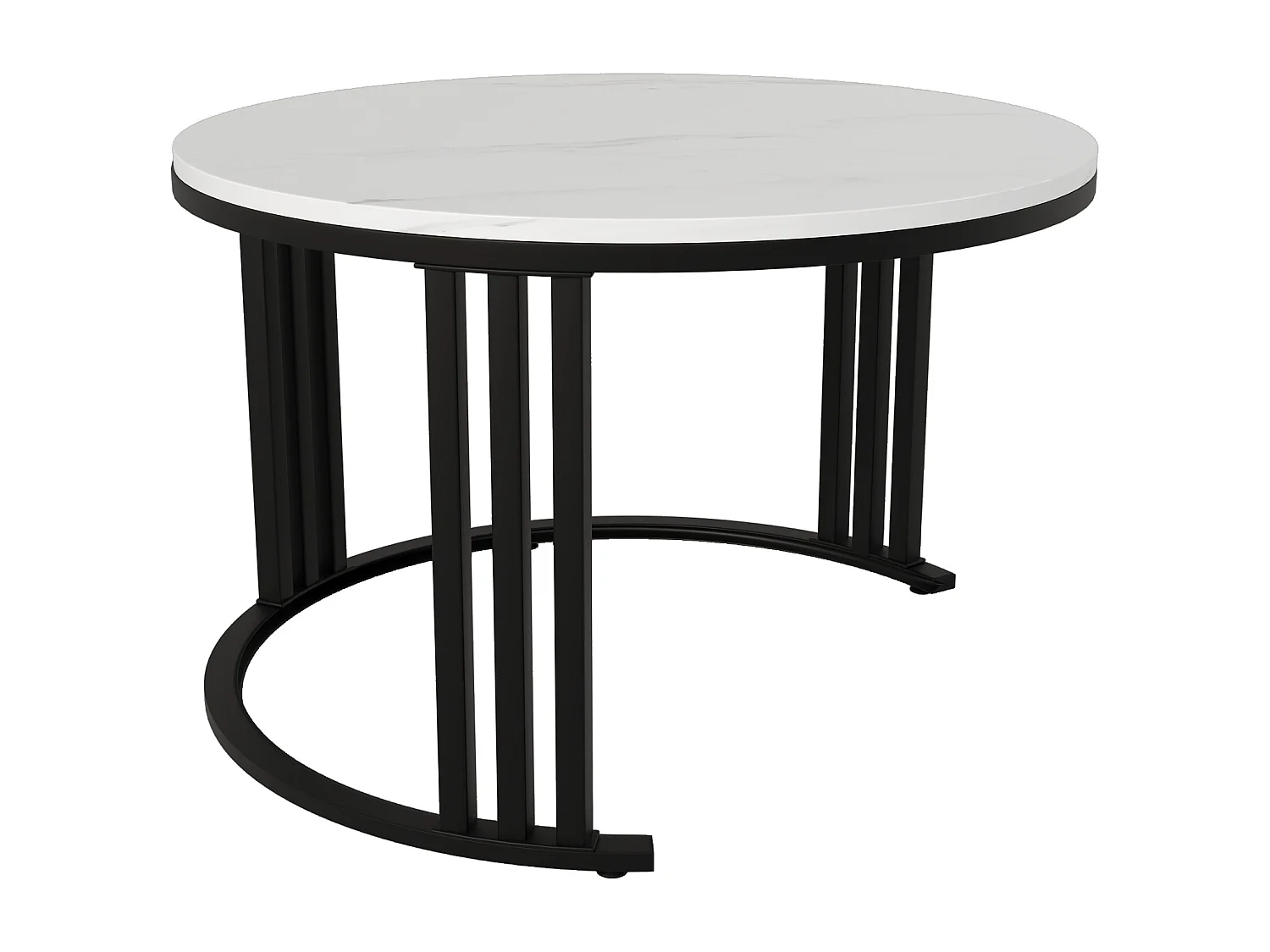 Tavolino da caffè rotondo impilabile con 2 cassetti - Legno MDF - Grigio e nero