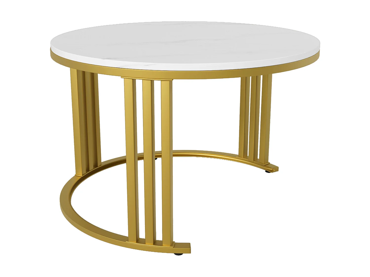 Tavolino da caffè rotondo impilabile con 2 cassetti - Legno MDF - Nero e oro