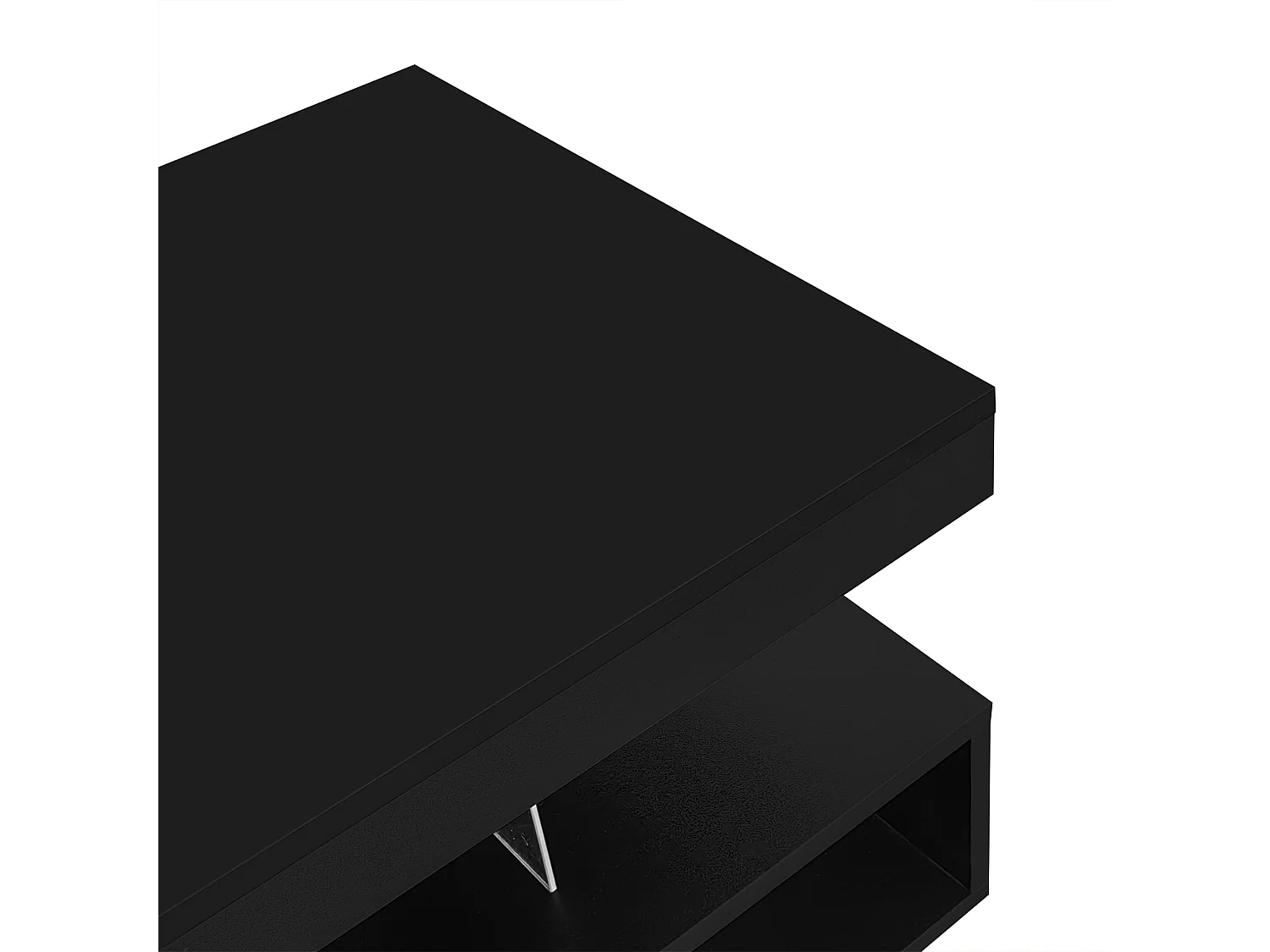 Tavolino con illuminazione a LED e 2 cassetti - Finitura nero lucido - Legno 95x50x42,5cm