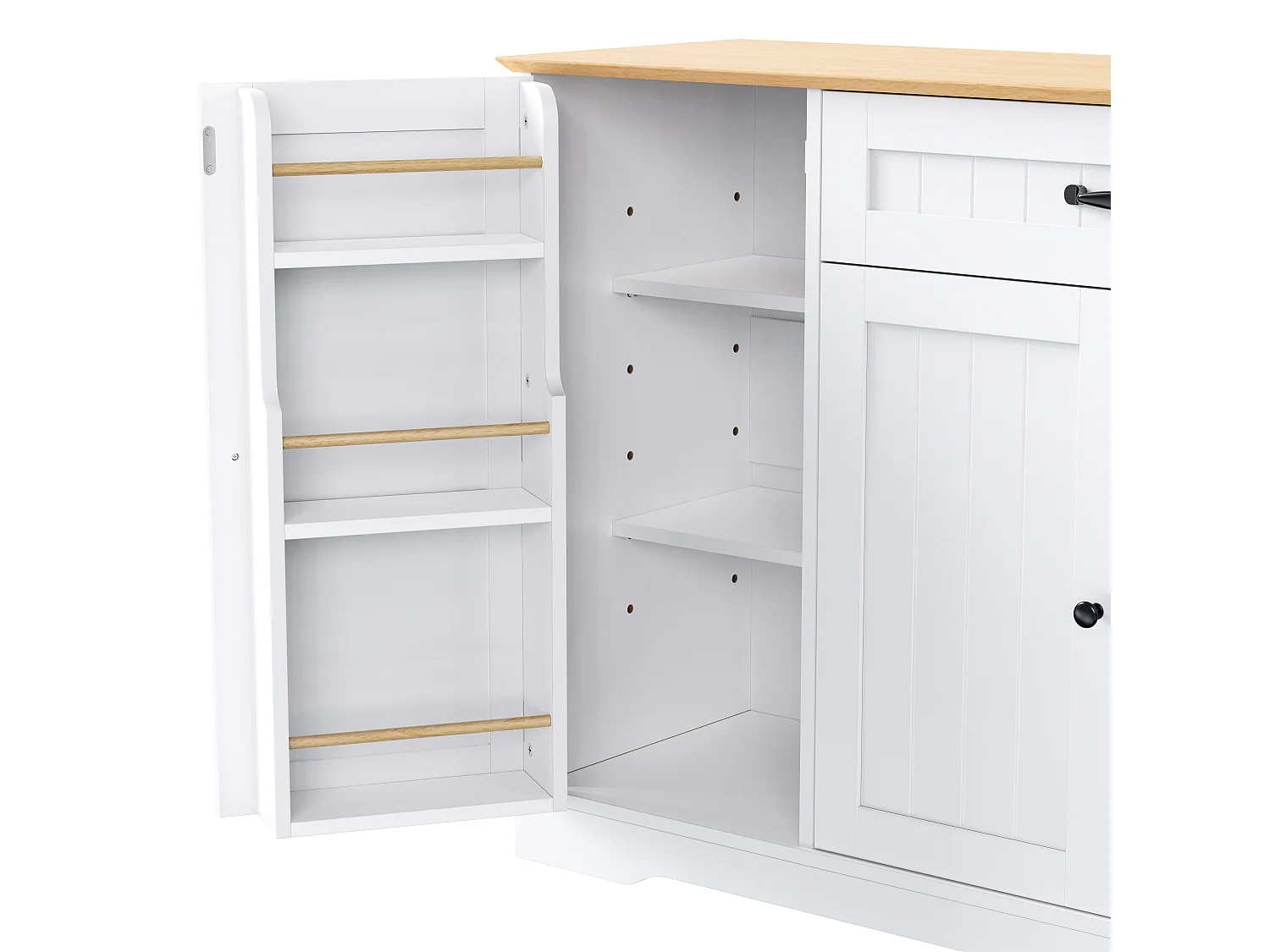 Buffet avec 3 portes et 1 tiroir - Bois MDF - Naturel et blanc