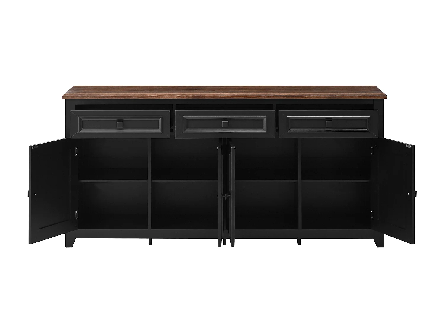 Buffet avec 4 portes et 3 tiroirs - Bois MDF - Noir