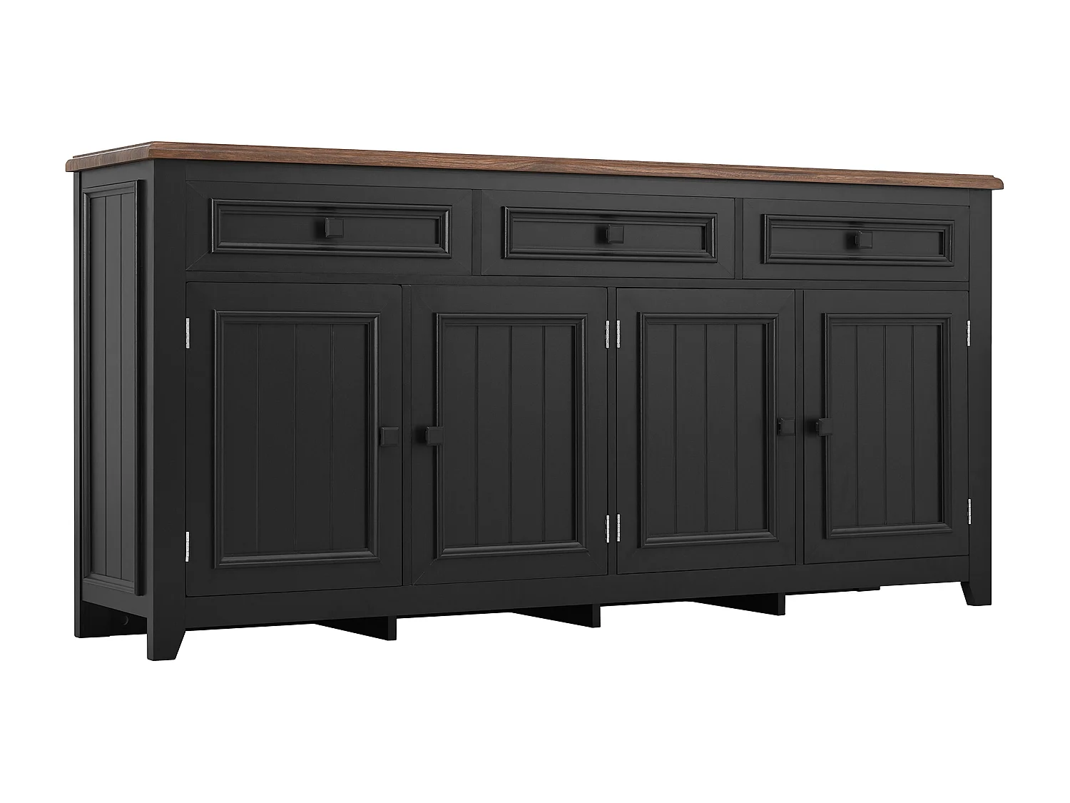 Buffet avec 4 portes et 3 tiroirs - Bois MDF - Noir