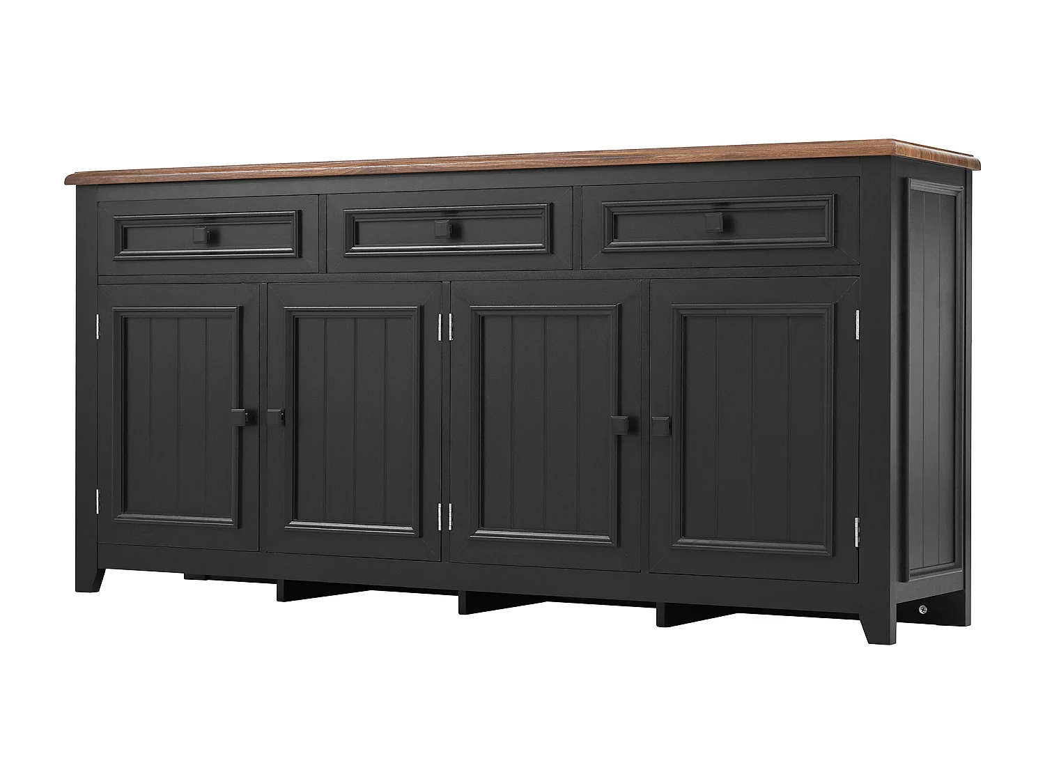 Buffet avec 4 portes et 3 tiroirs - Bois MDF - Noir