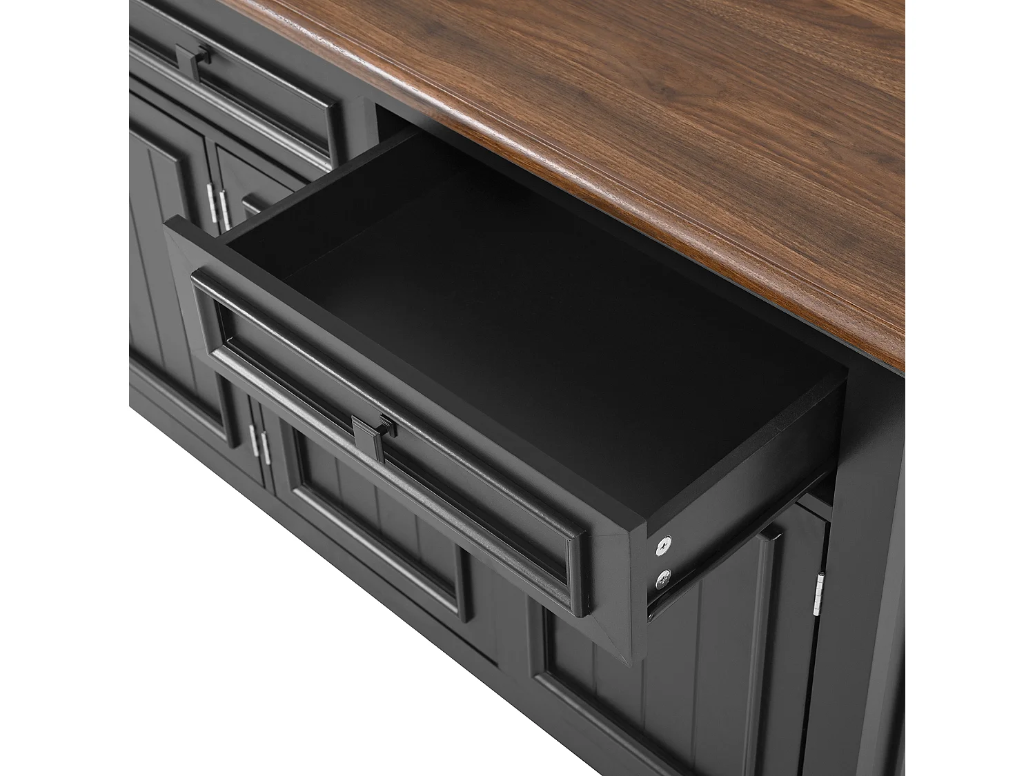 Buffet avec 4 portes et 3 tiroirs - Bois MDF - Noir