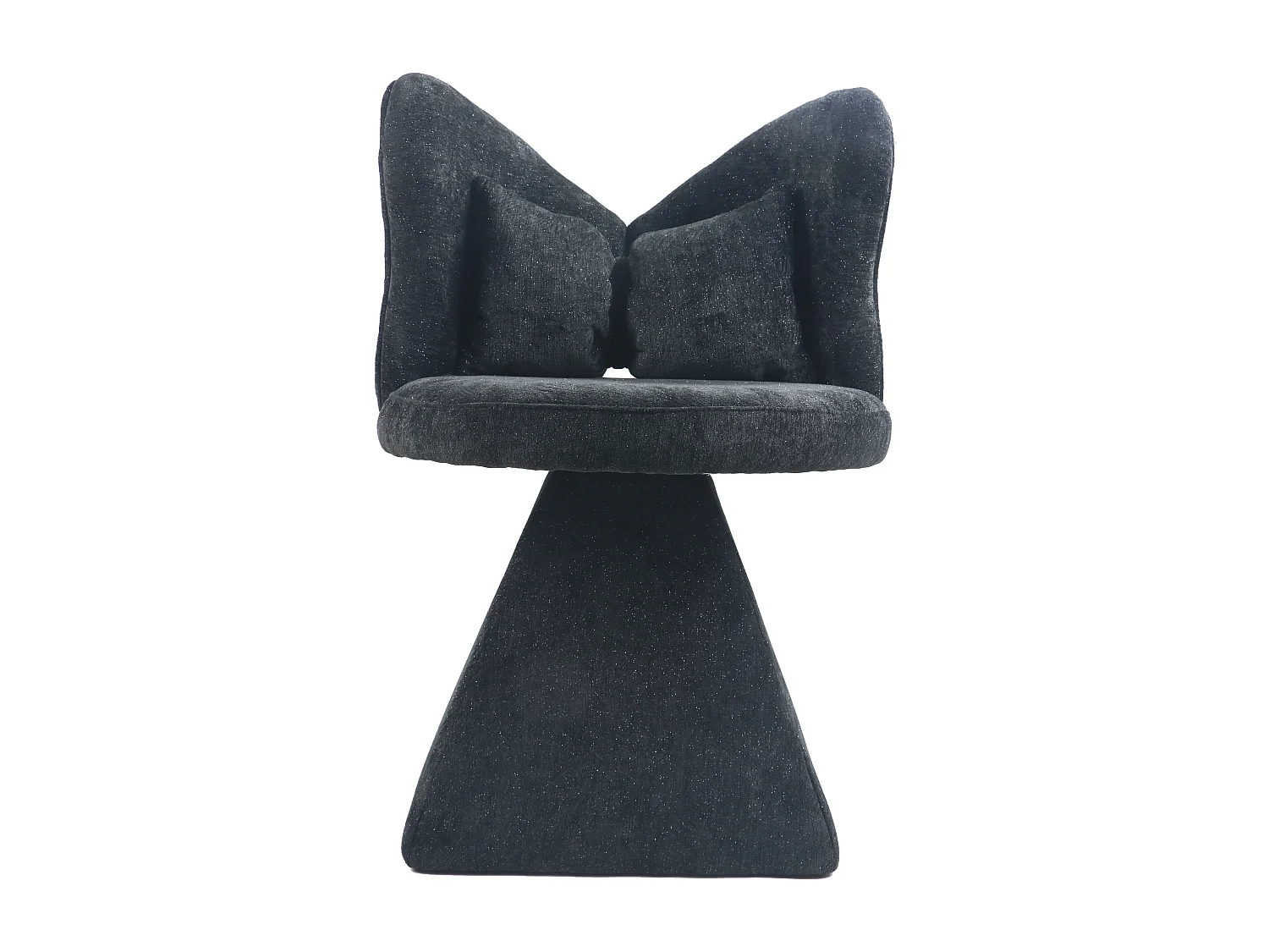Chaise pivotant avec dossier en forme de papillon et soutien lombaire - Tissu noir