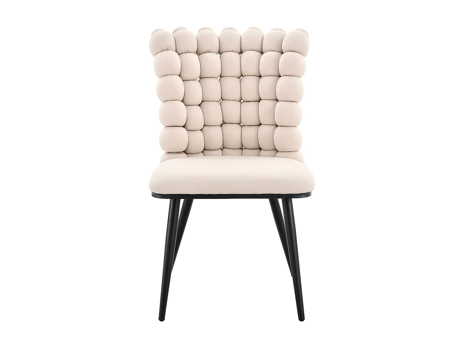 Set van 2 stoelen met bolvormige kettingrugleuning - Fluweel en metaal - Gebroken wit