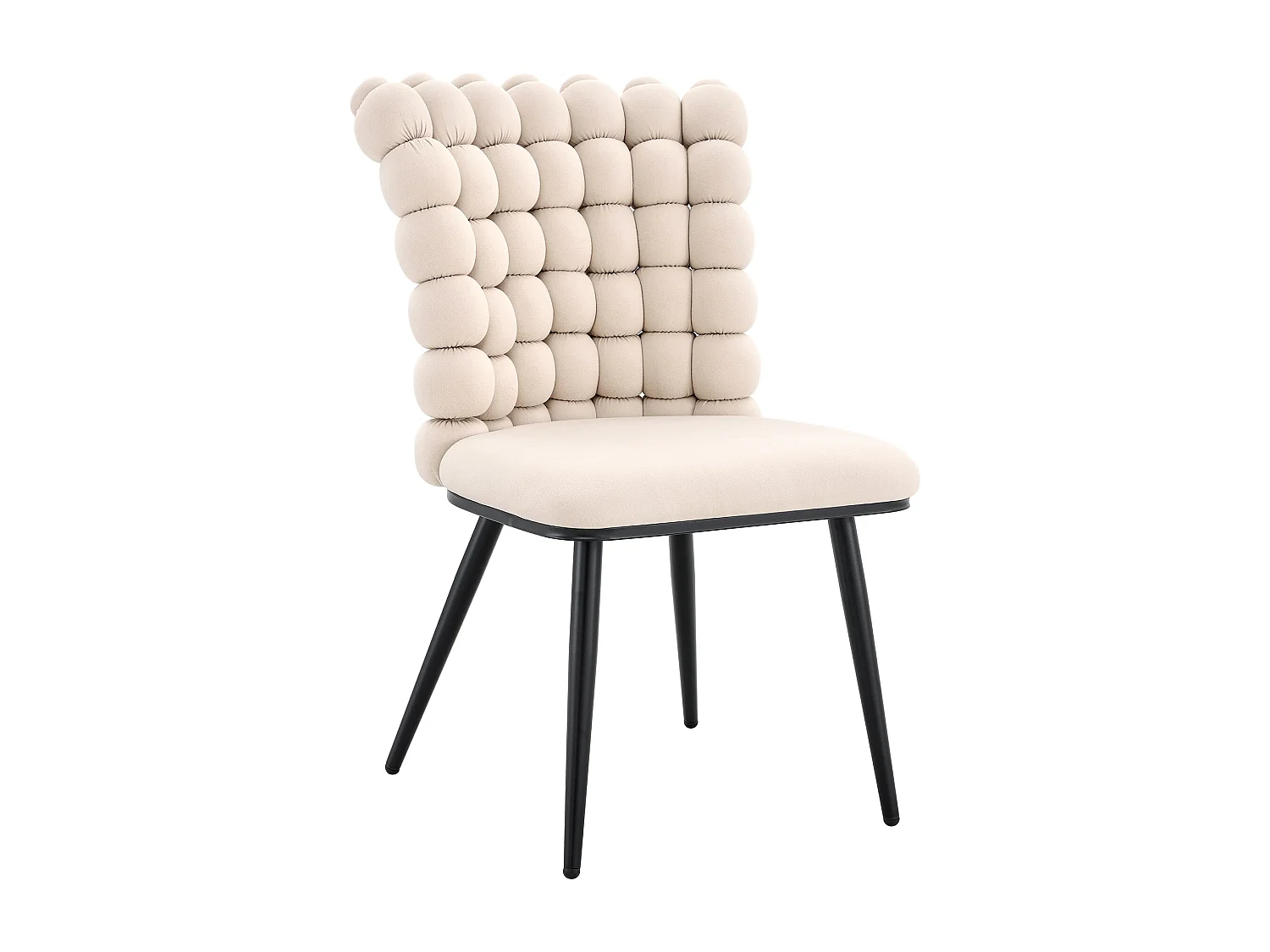 Set van 2 stoelen met bolvormige kettingrugleuning - Fluweel en metaal - Gebroken wit