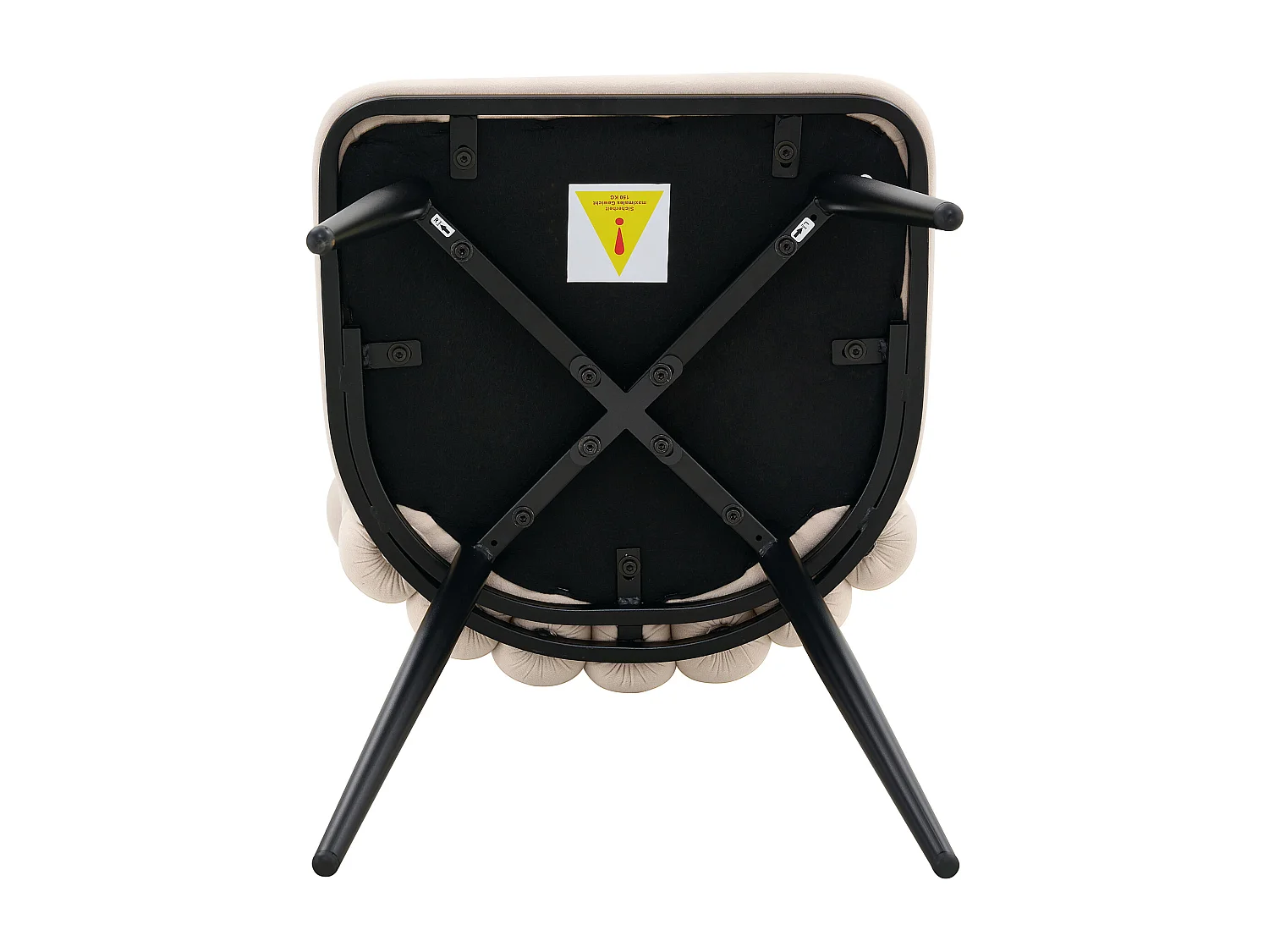 Set van 2 stoelen met bolvormige kettingrugleuning - Fluweel en metaal - Gebroken wit