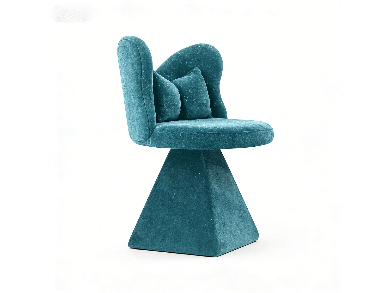 Chaise pivotant avec dossier en forme de papillon et soutien lombaire - Tissu bleu