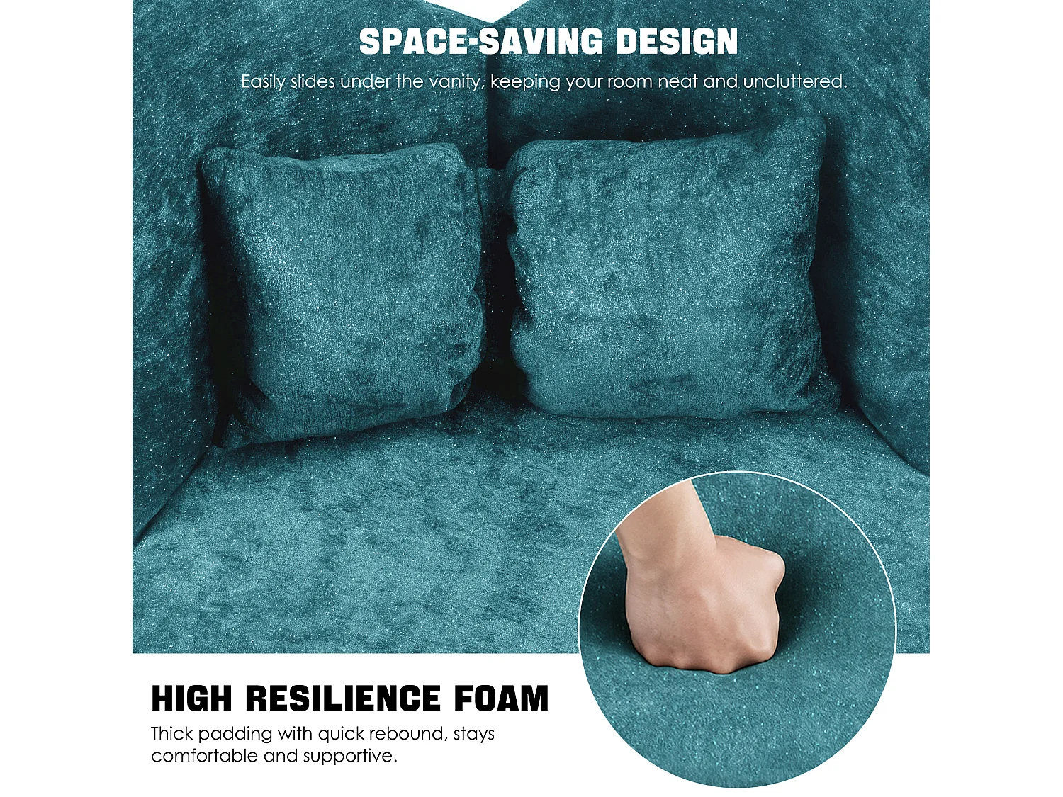 Chaise pivotant avec dossier en forme de papillon et soutien lombaire - Tissu bleu