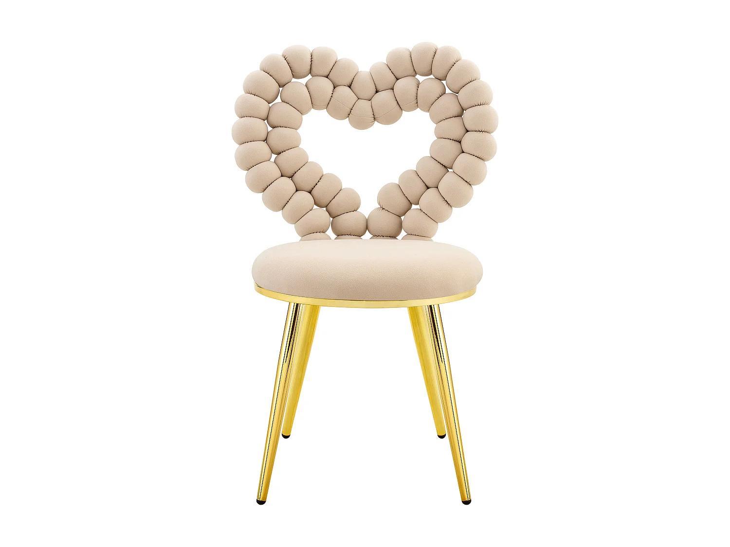 Conjunto de 2 sillas con respaldo calado en forma de corazón - Terciopelo beige