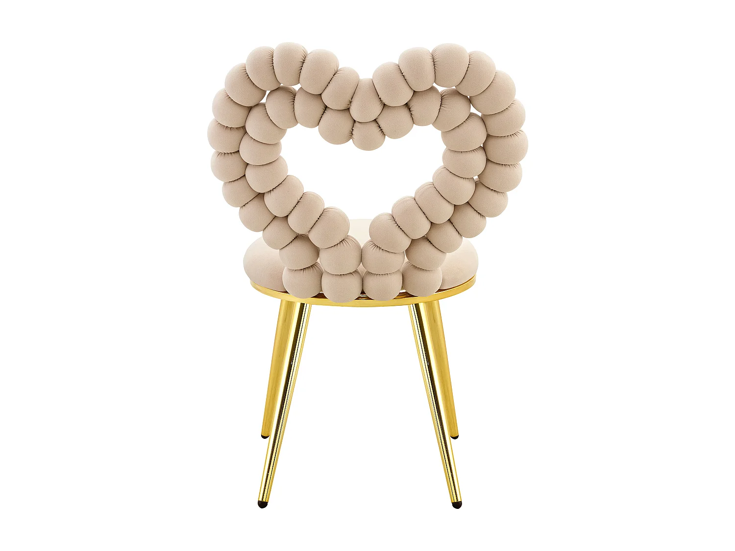 Conjunto de 2 sillas con respaldo calado en forma de corazón - Terciopelo beige