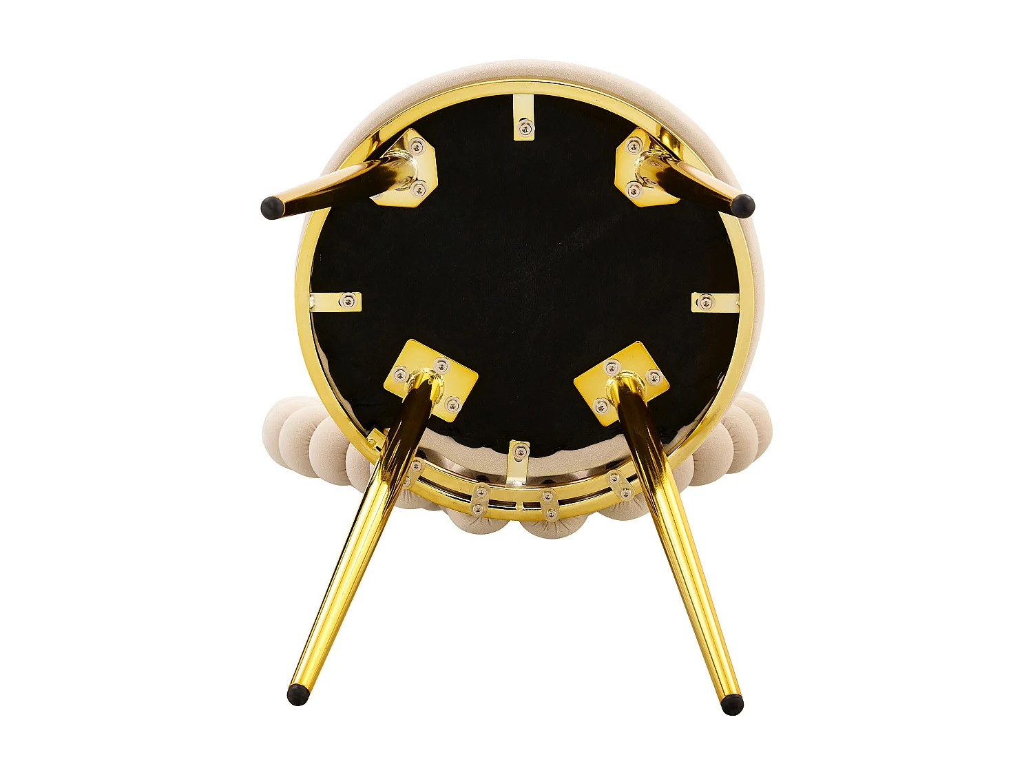 Conjunto de 2 sillas con respaldo calado en forma de corazón - Terciopelo beige